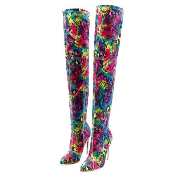OVER THE KNEE SNAKE BOOTS MULTICOLOL FOR WOMEN'S - Picture 8 of 8